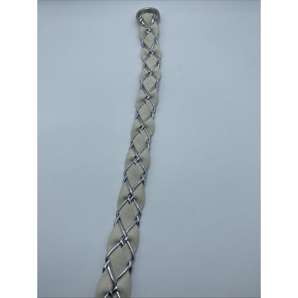 Unbranded White D-Ring Belt w/ Gray Weave – Women’s Size 12 – 42" Length - Picture 5 of 11